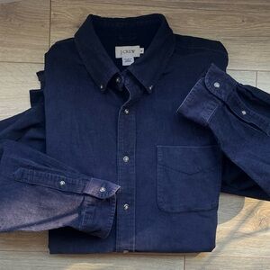 J.Crew men's long-sleeve blue corduroy button-down shirt XL preowned